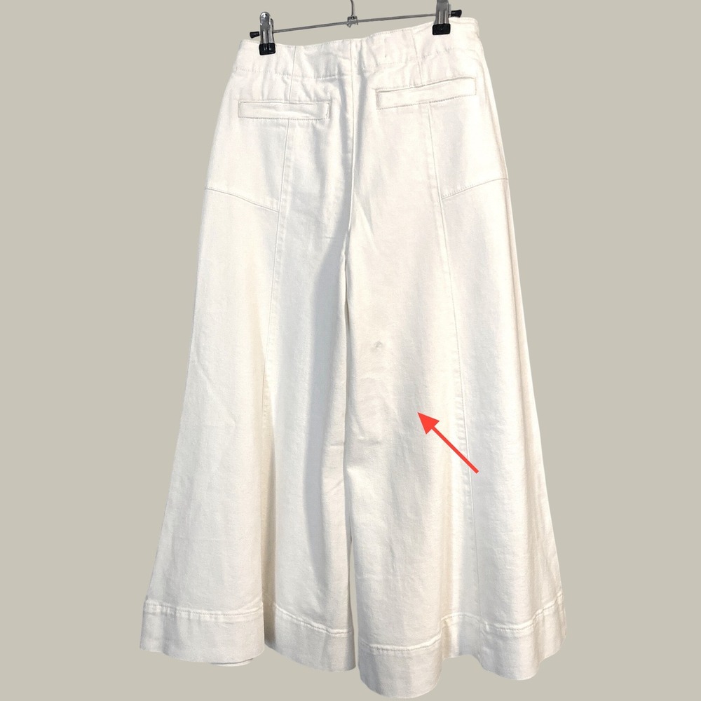 Pilcro White High Rise Cropped Wide Leg Flare Denim Pants Women Size 28 - Picture 3 of 8